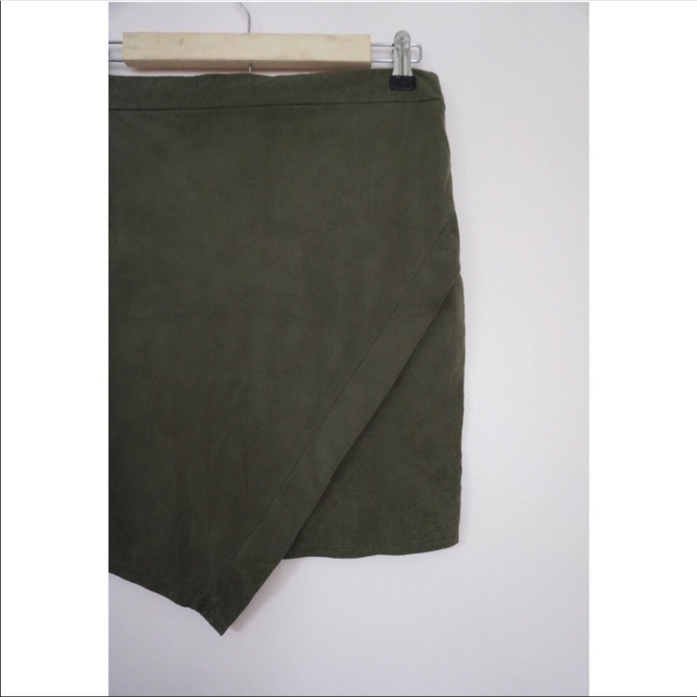 Love Culture green suede envelope skirt